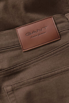 Slim Fit Twill Jeans — SHADOW BROWN 1