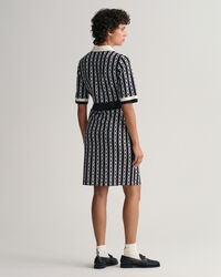 Chain Jacquard Mid Sleeve Polo Dress