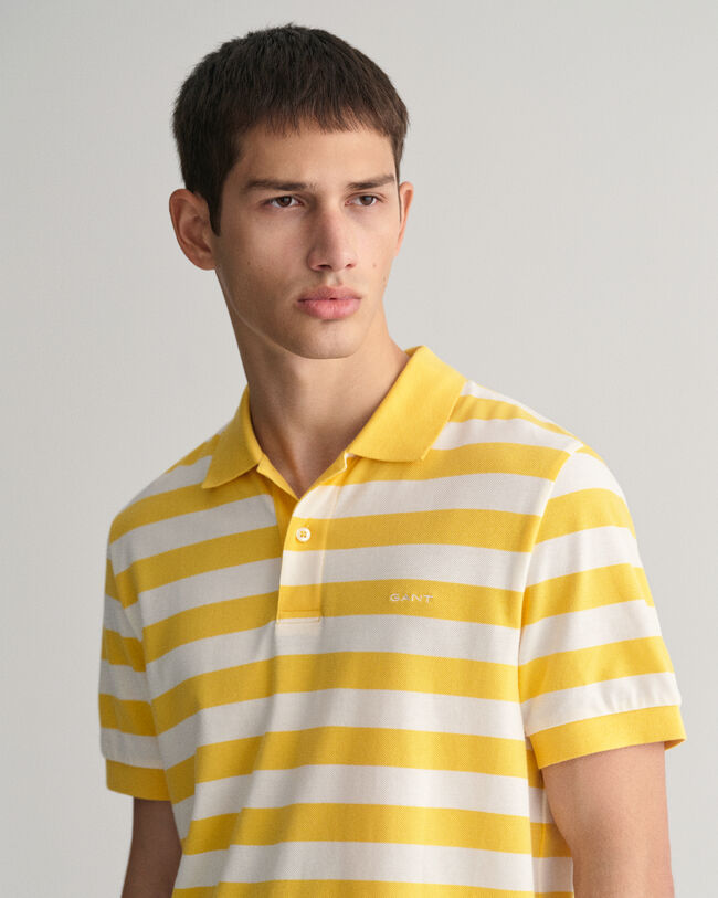 Wide Striped Piqu&eacute; Polo Shirt
