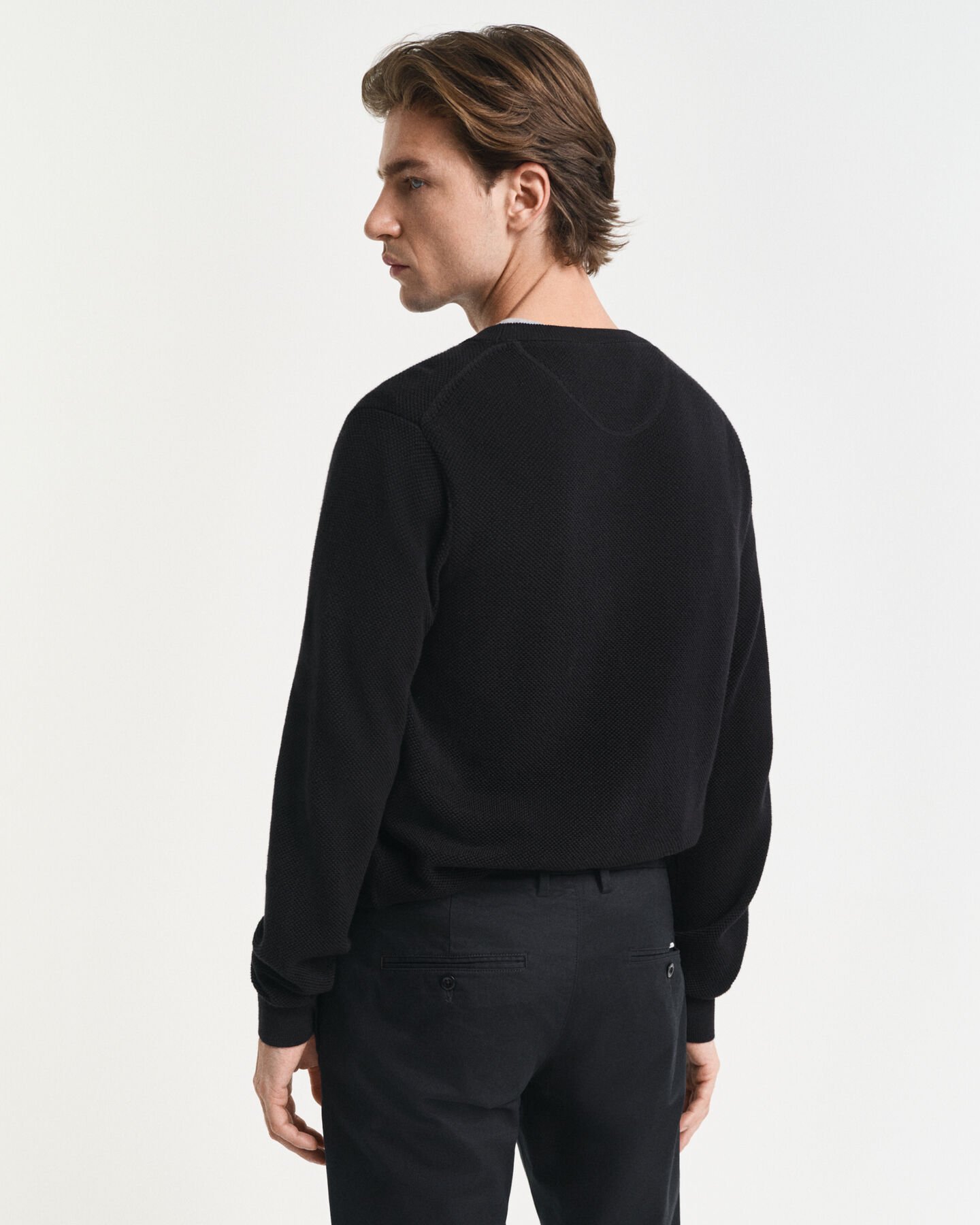 Cotton Piqué Crew Neck Sweater
