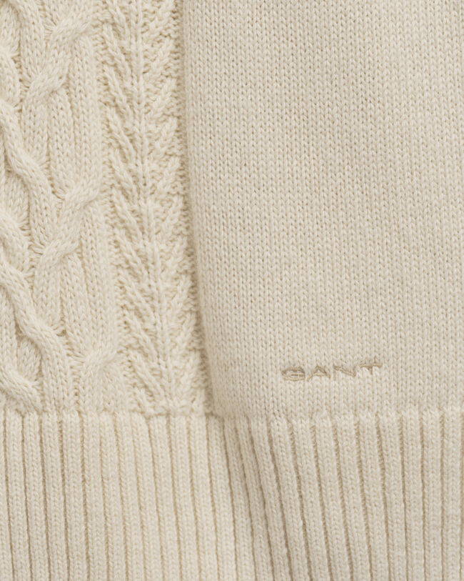 Teen Girls Chunky Cable Polo Sweater