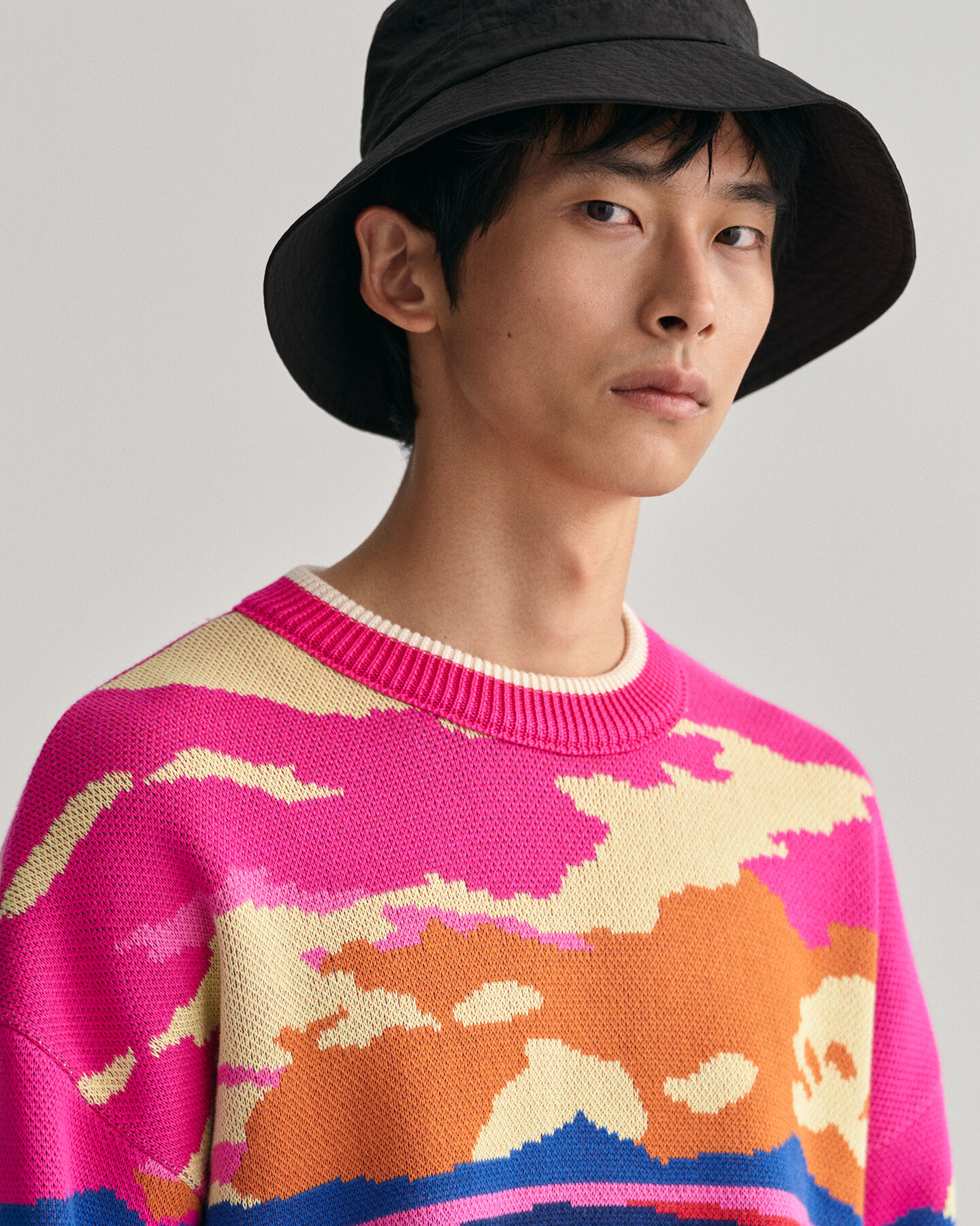 Landscape Print Crew Neck Sweater