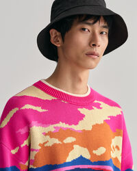 Landscape Print Crew Neck Sweater