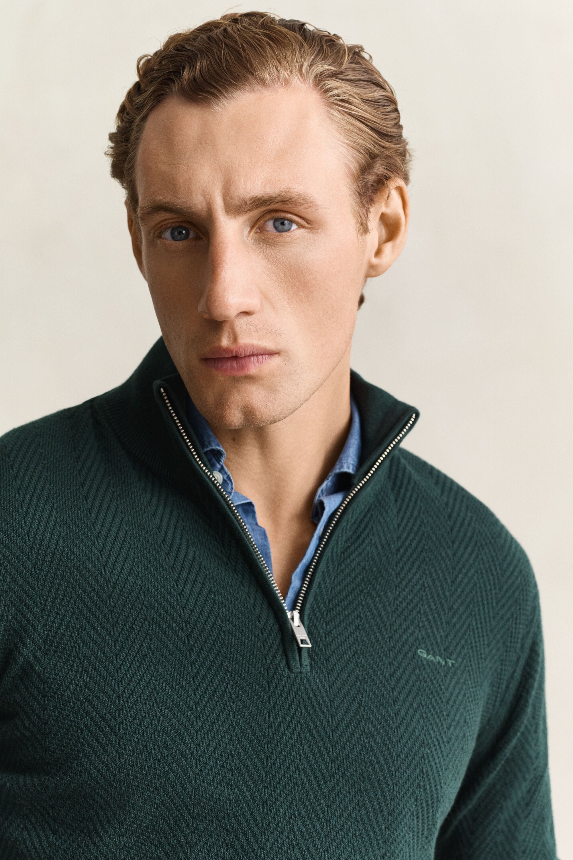 Herringbone Half-Zip Sweater