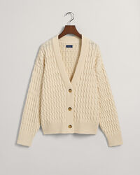 Textured Cotton V-Neck Cardigan