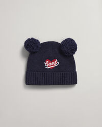 Girls Pompom Heart Beanie