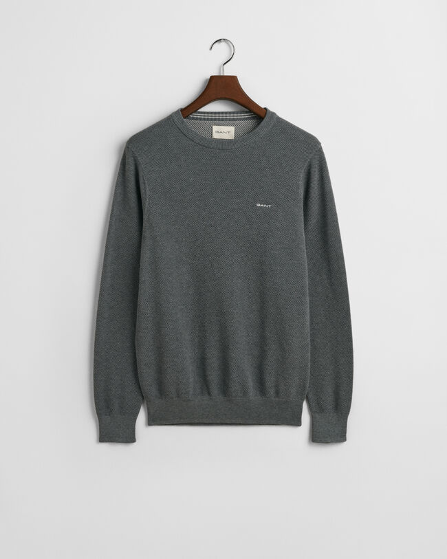Cotton Piqué Crew Neck Sweater