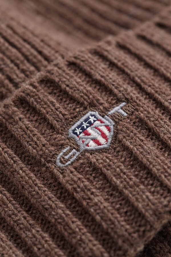 Shield Wool Beanie — SHADOW BROWN