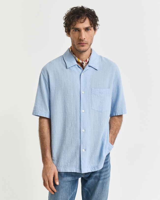 Relaxed Fit Textured Short Sleeve Shirt