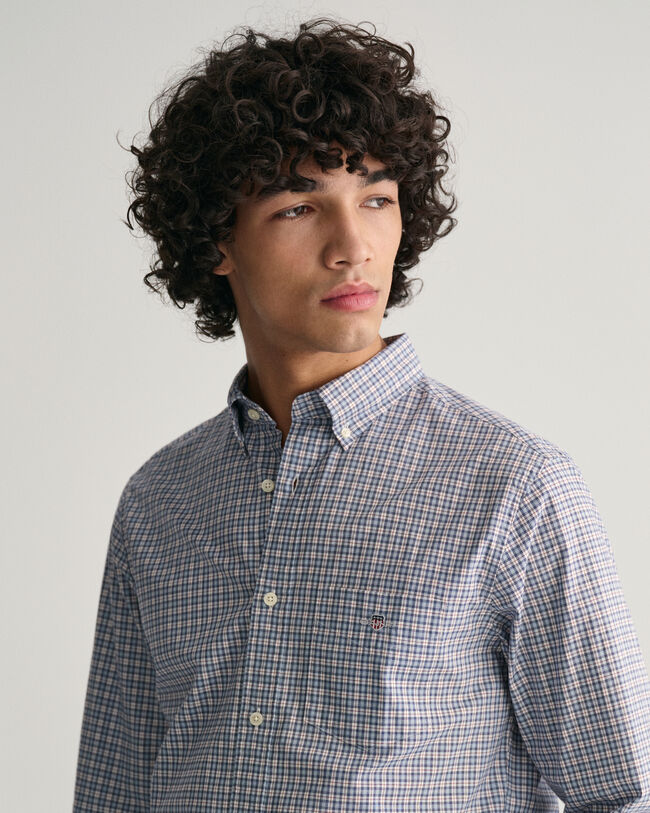 Regular Fit Micro Checked Poplin Shirt