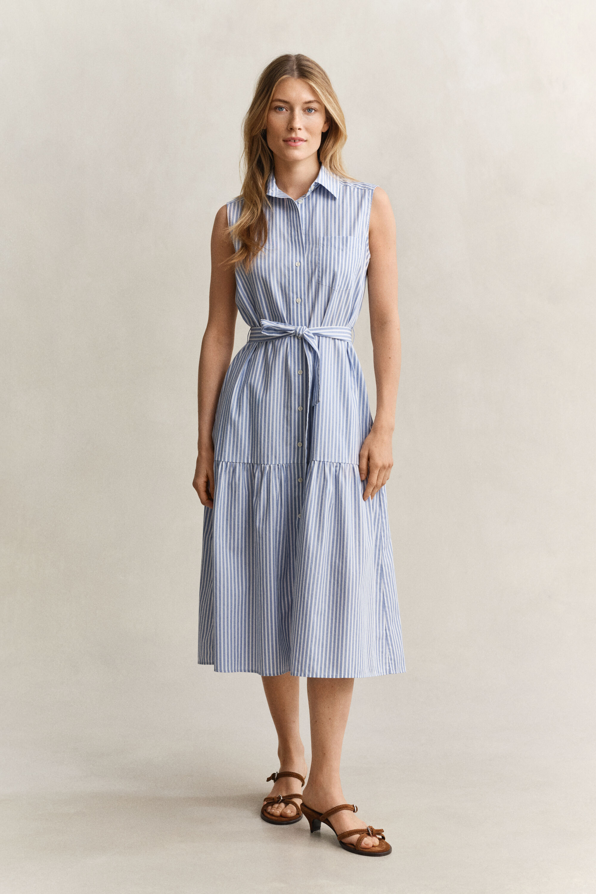 Sleeveless Striped Cotton Dress