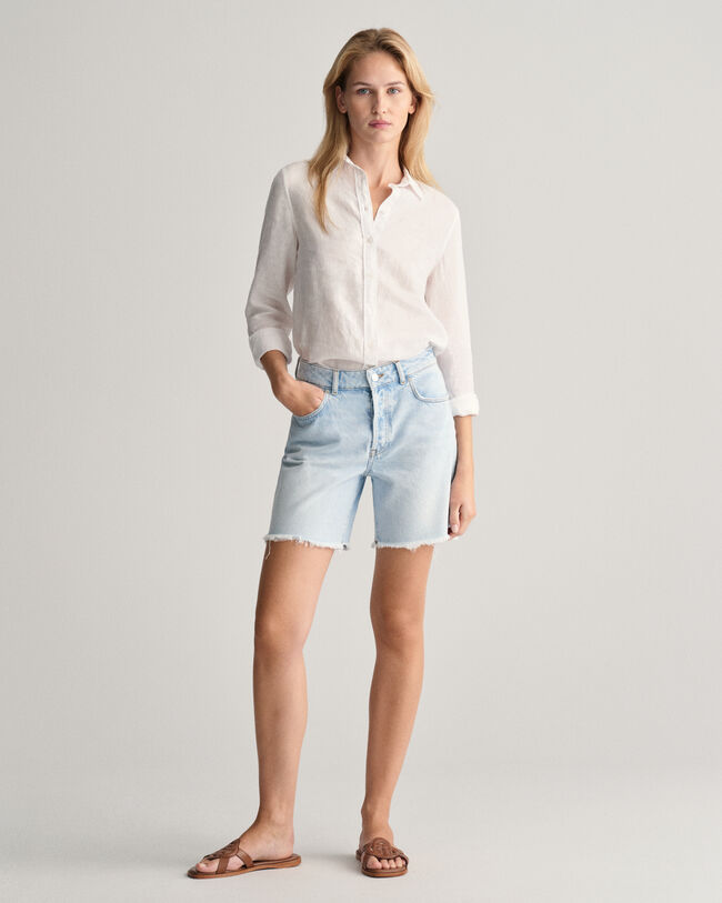 Regular Fit Mid Length Denim Shorts