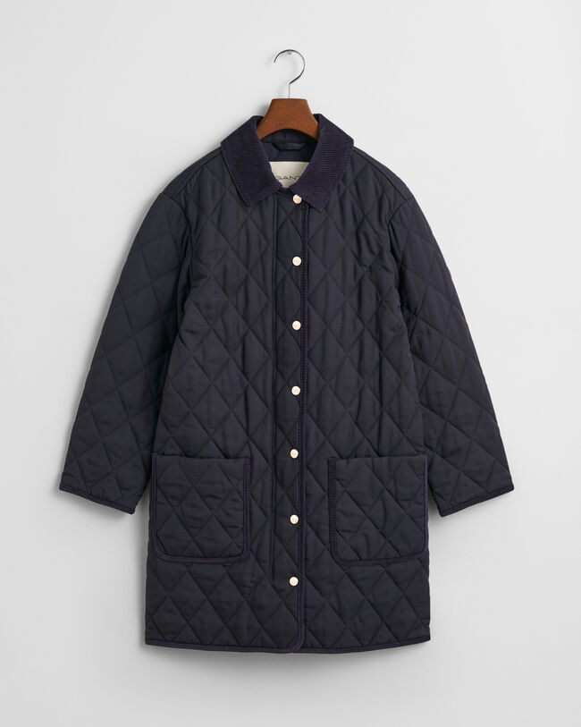 Quilted Corduroy Detailed Coat