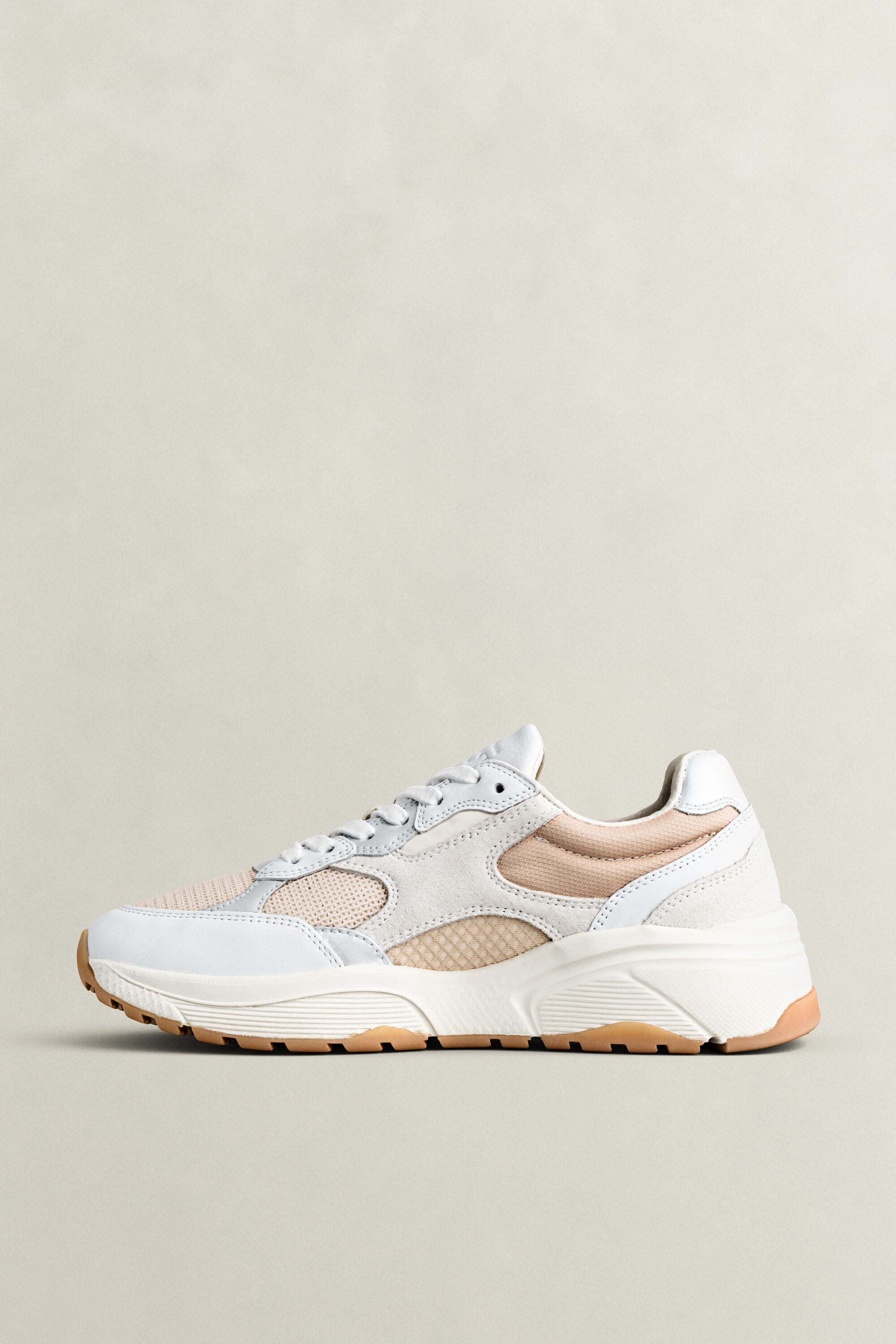 Newile Leather Nylon Sneakers — ECRU