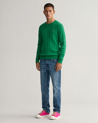 Cotton Cable Knit Crew Neck Sweater
