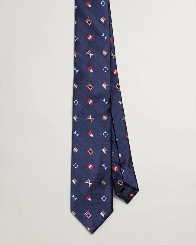 Sailing Print Silk Tie