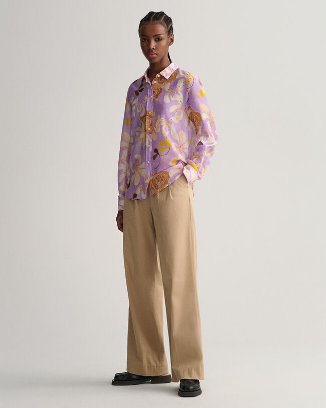 Regular Fit Floral Print Cotton Silk Shirt