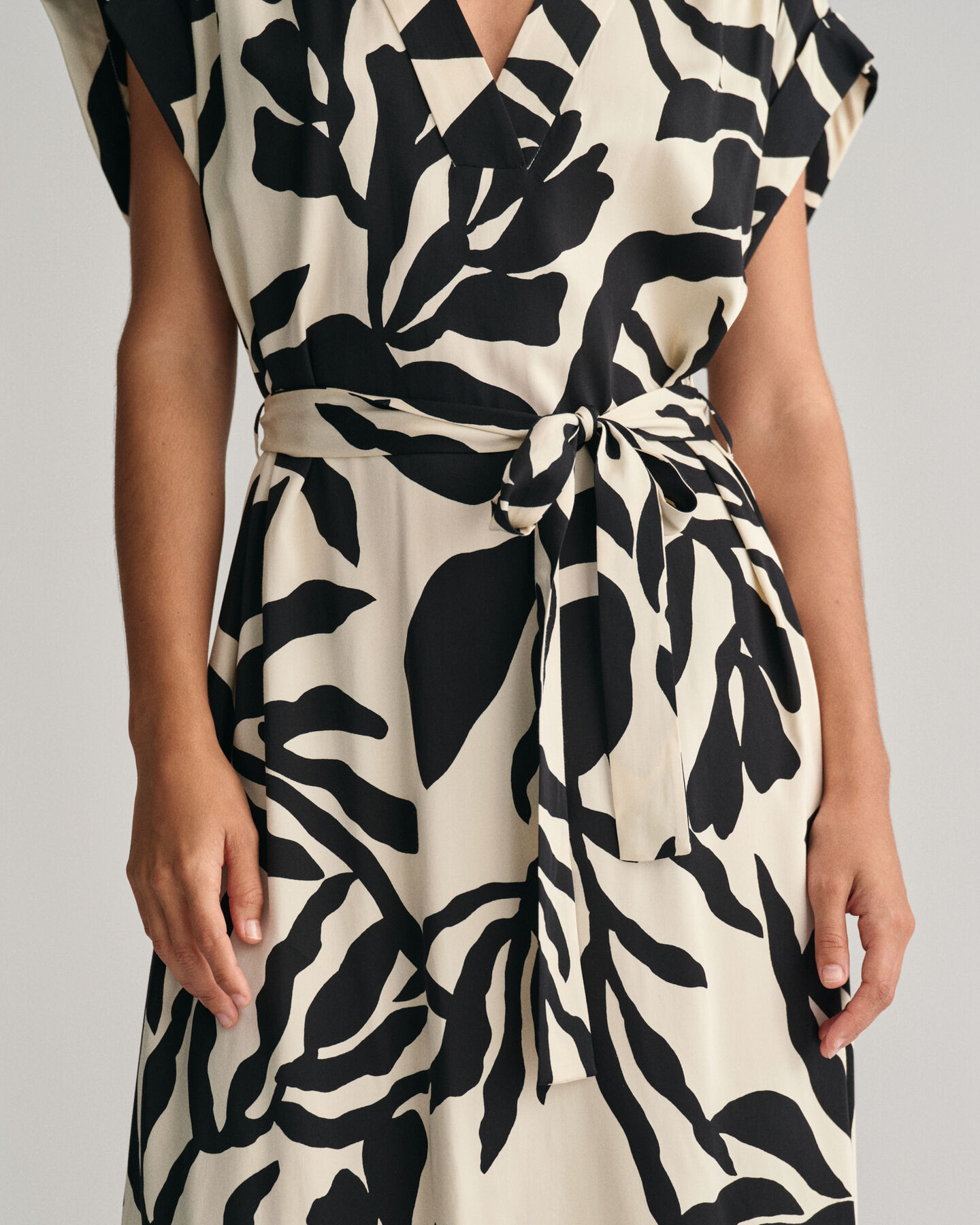 Palm Print Short Sleeve Dress