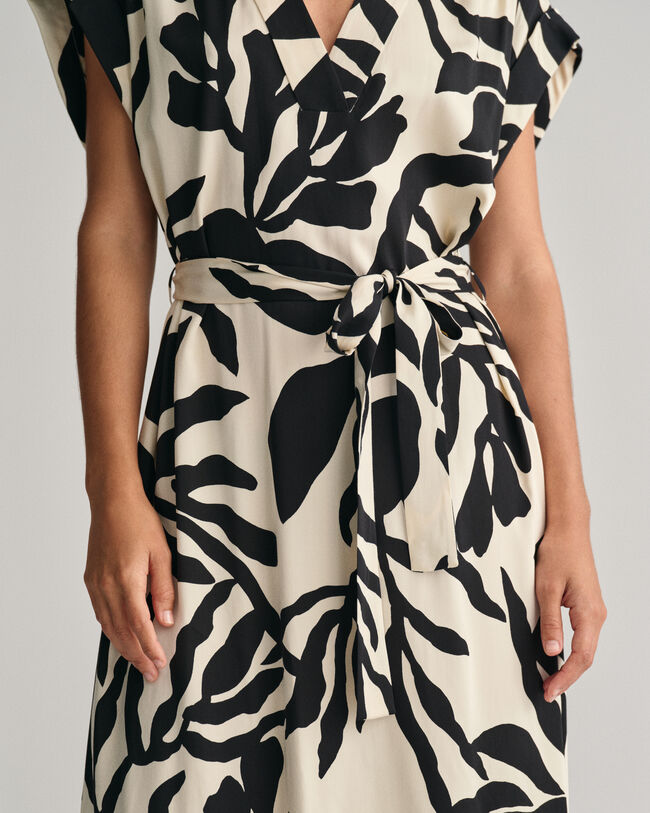 Palm Print Short Sleeve Dress