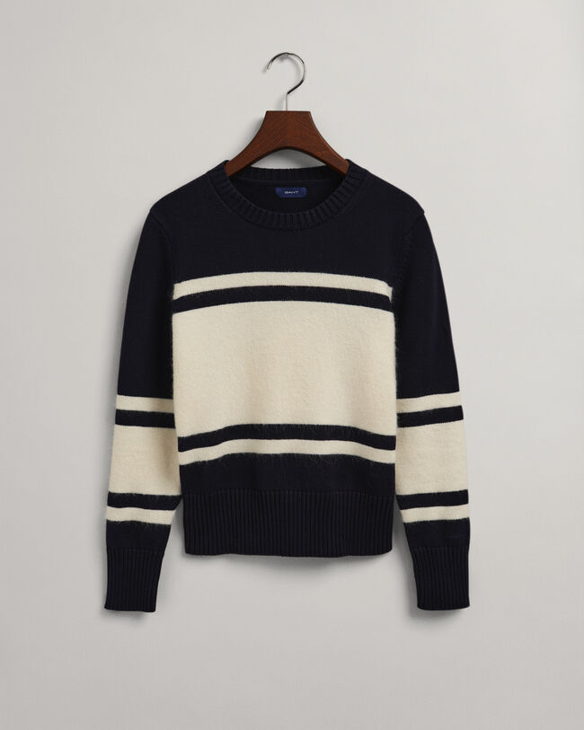Block Striped Crew Neck Sweater