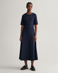 Flared Short Sleeve Crew Neck Dress