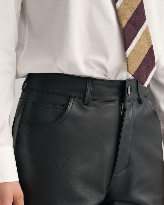 Straight Leg Leather Shorts