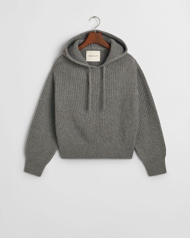 Ribbed Knitted Hoodie