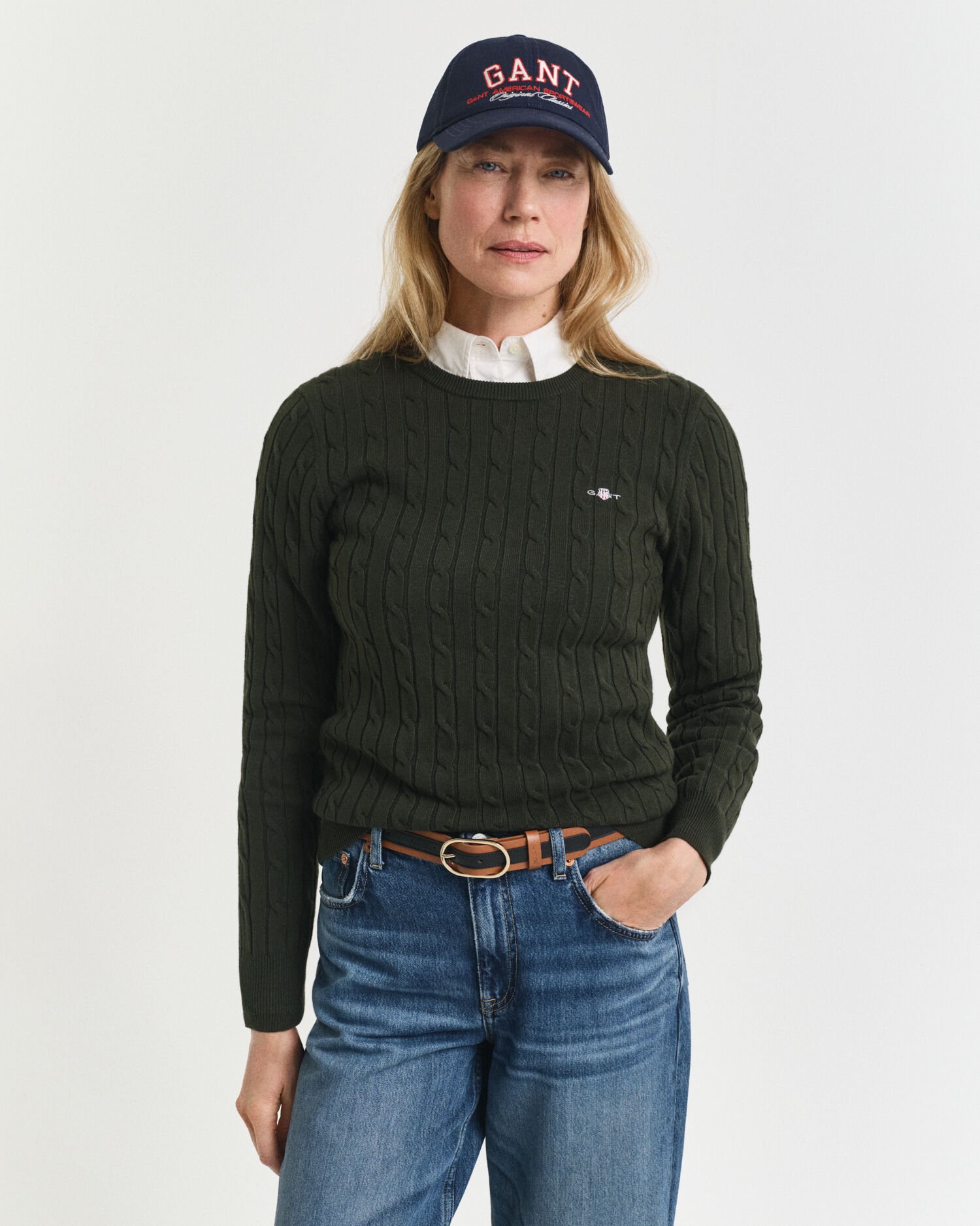 Cable Knit Crew Neck Sweater