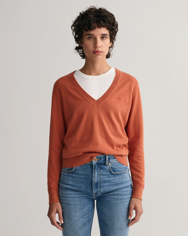 Light Cotton V-Neck Sweater