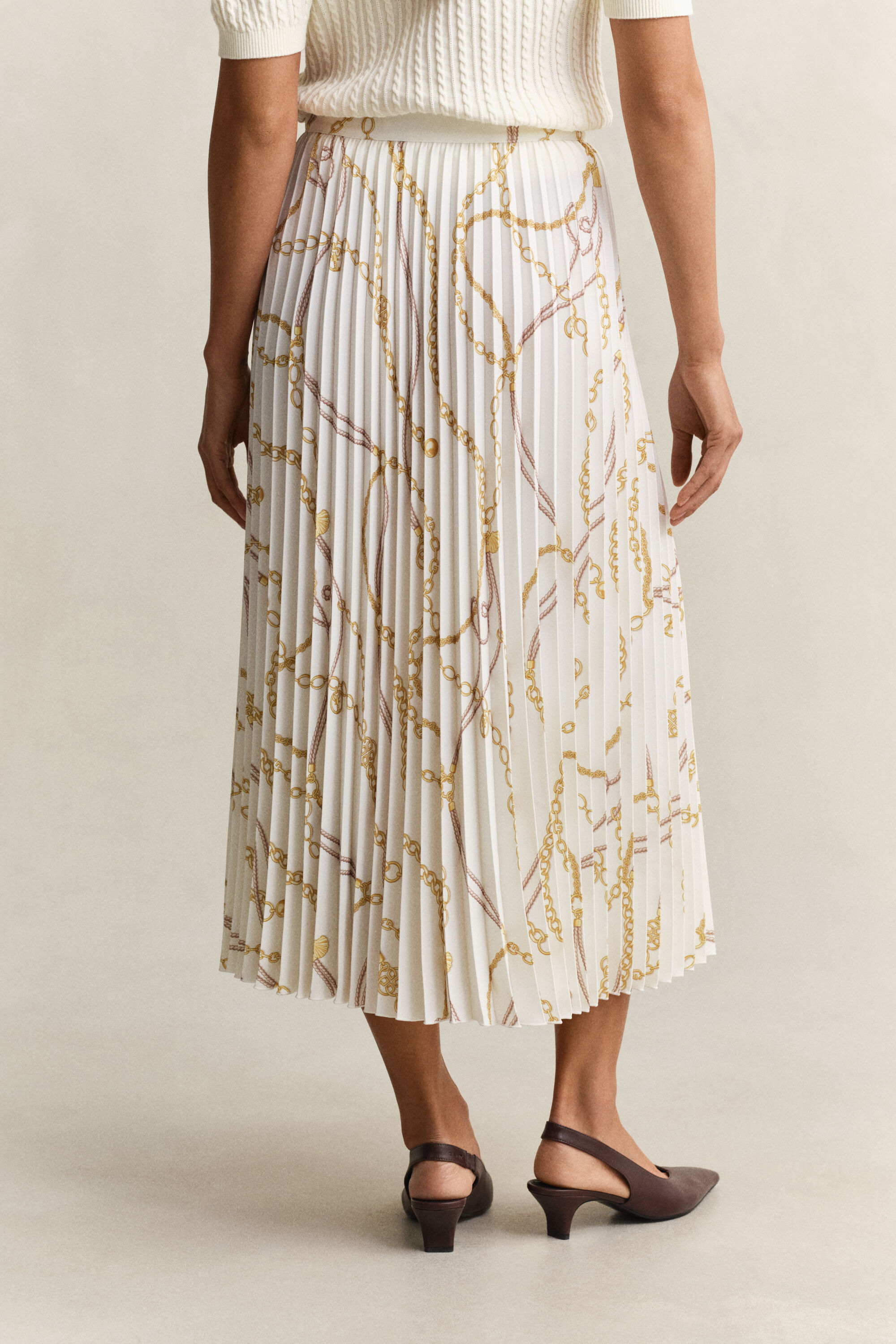 Printed Pleated Midi Skirt