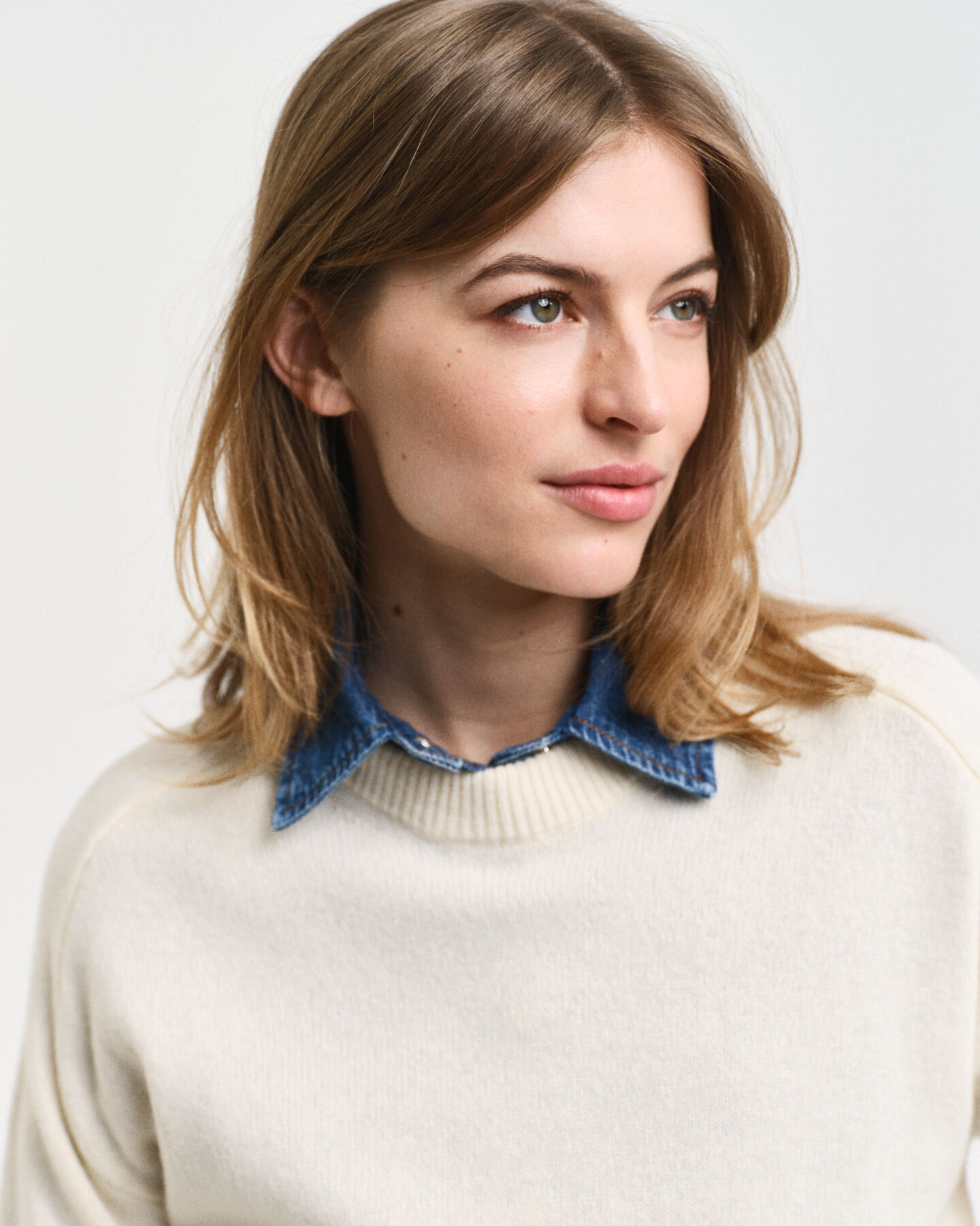 Wool Cashmere Blend Crew Neck Sweater