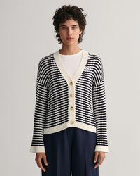 Striped Cotton Rib V-Neck Cardigan