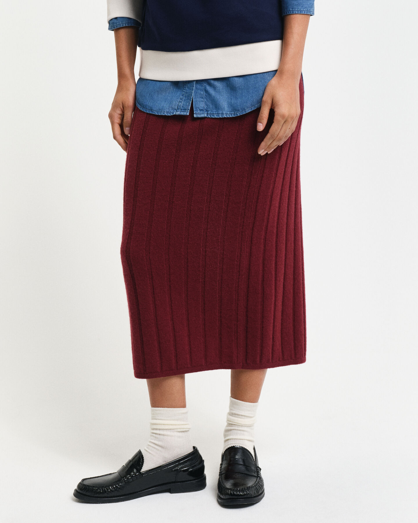 Wide Ribbed Wool Skirt