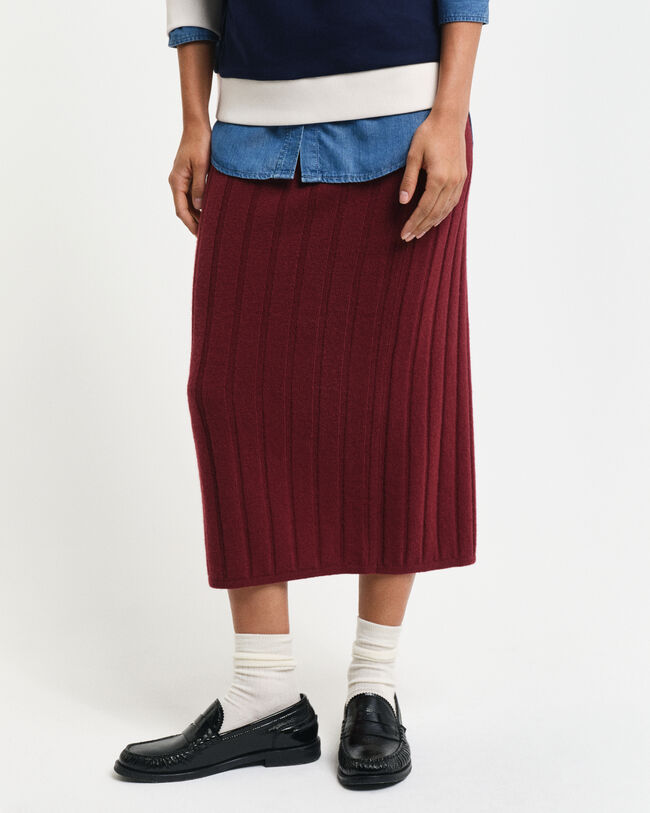 Wide Ribbed Wool Skirt