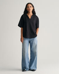 Relaxed Fit Linen Popover Short Sleeve Shirt