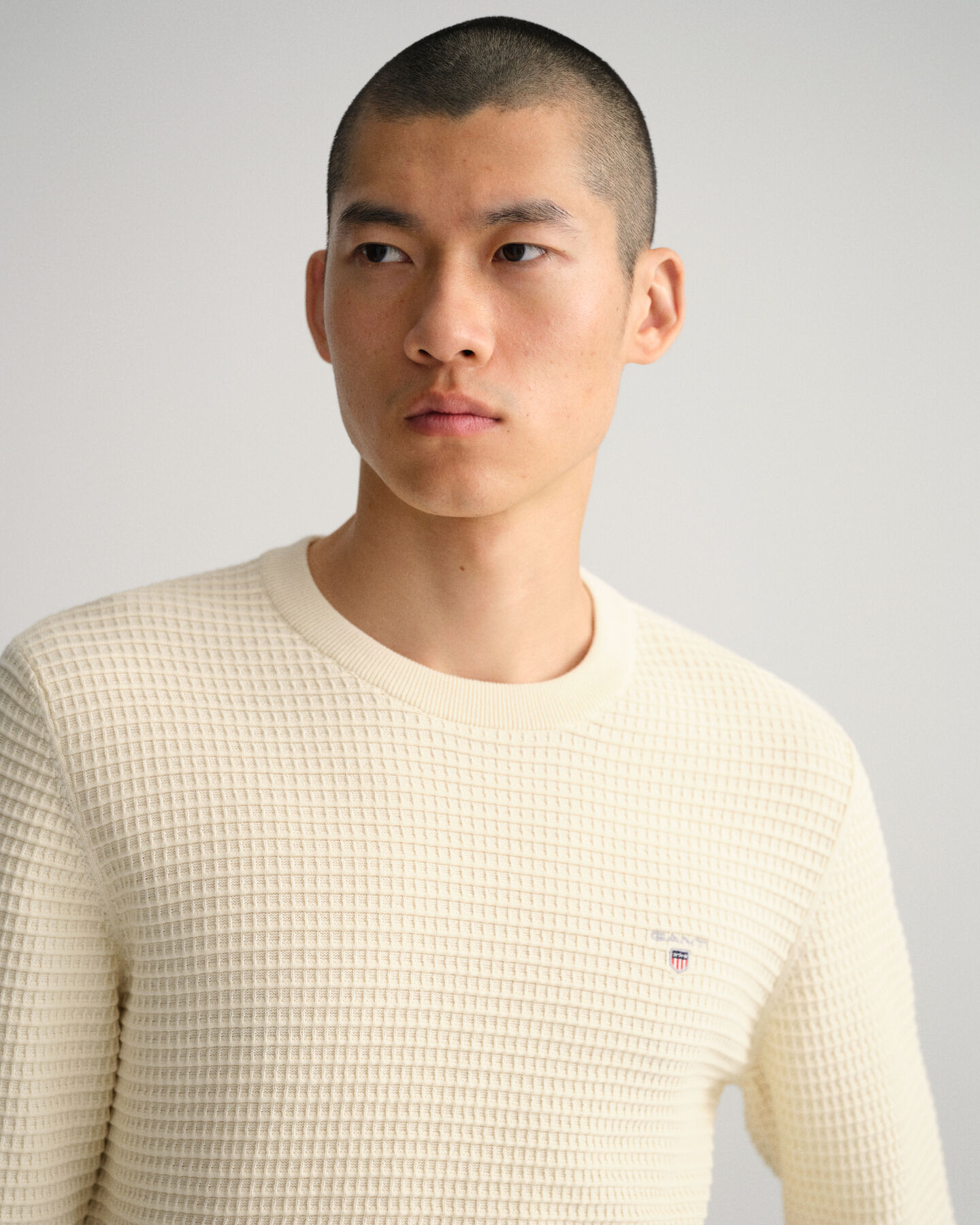 Cotton Texture Crew Neck Sweater