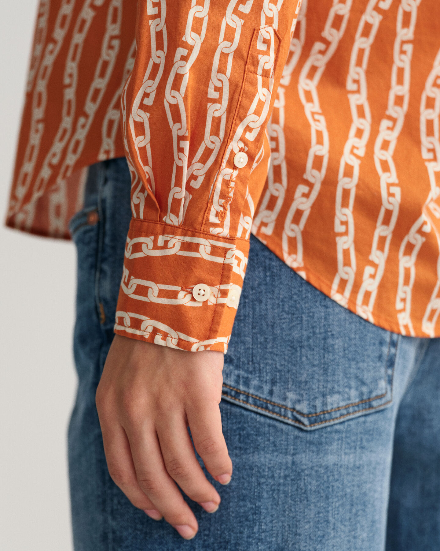 Regular Fit Chain Print Cotton Voile Shirt