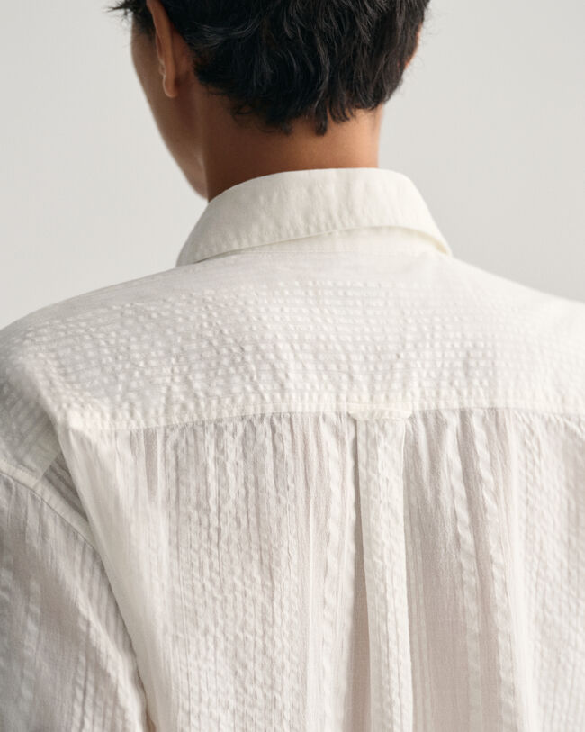 Relaxed Fit Seersucker Striped Shirt