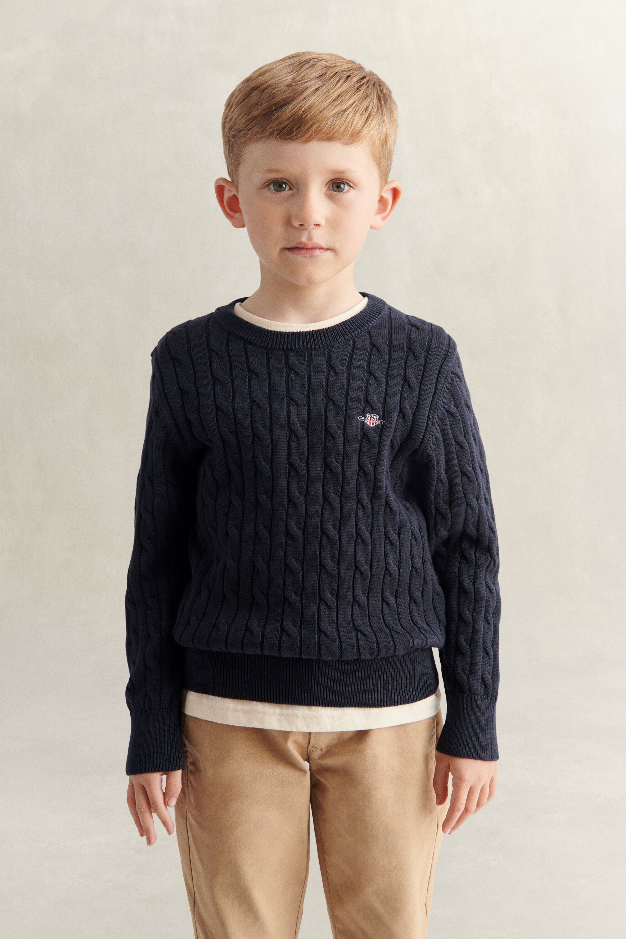 Boys Shield Cable Knit Sweater