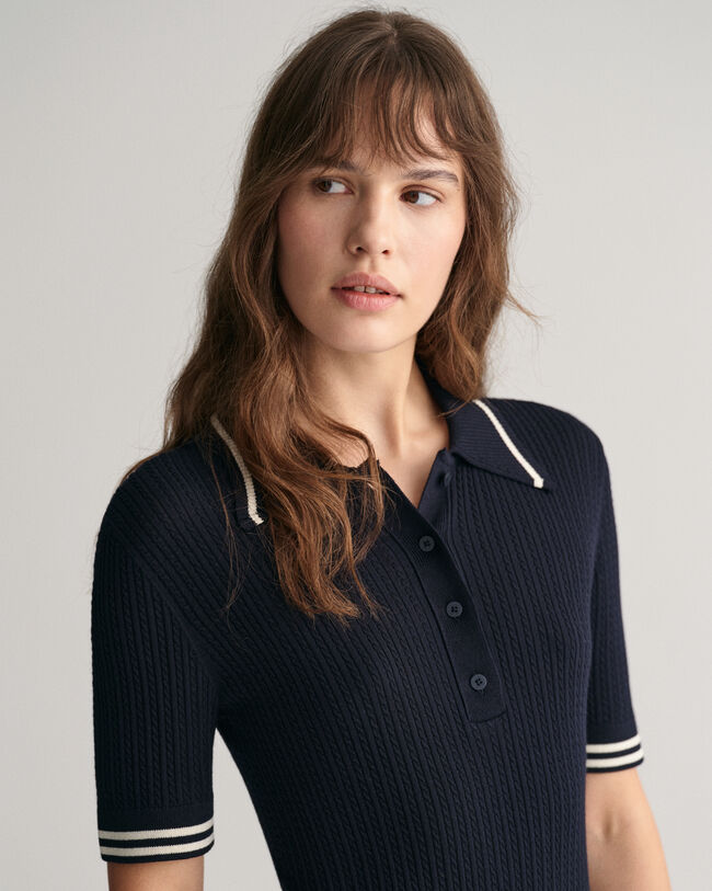 Mini Cable Knit Polo Sweater