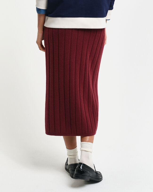 Wide Ribbed Wool Skirt