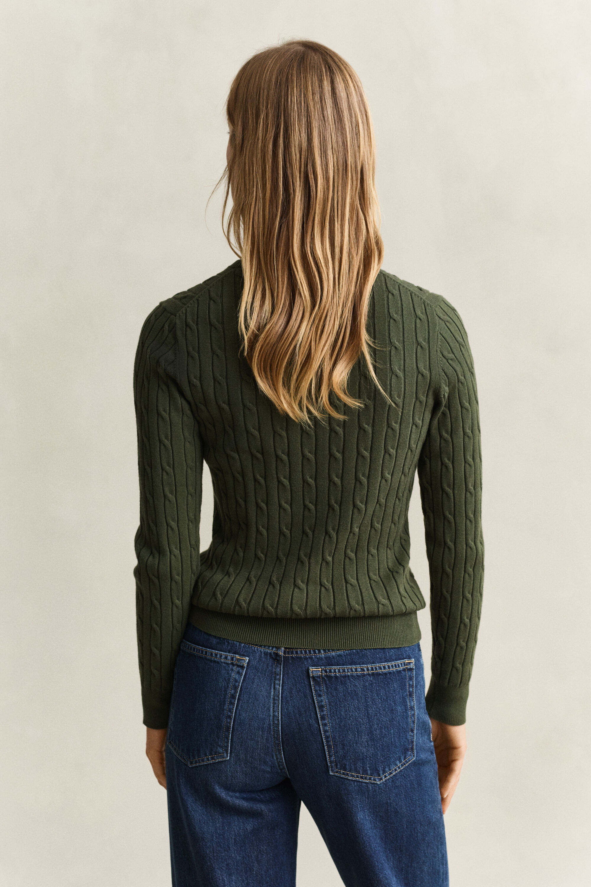 Classic Cable Knit Sweater — MOSSY GREEN