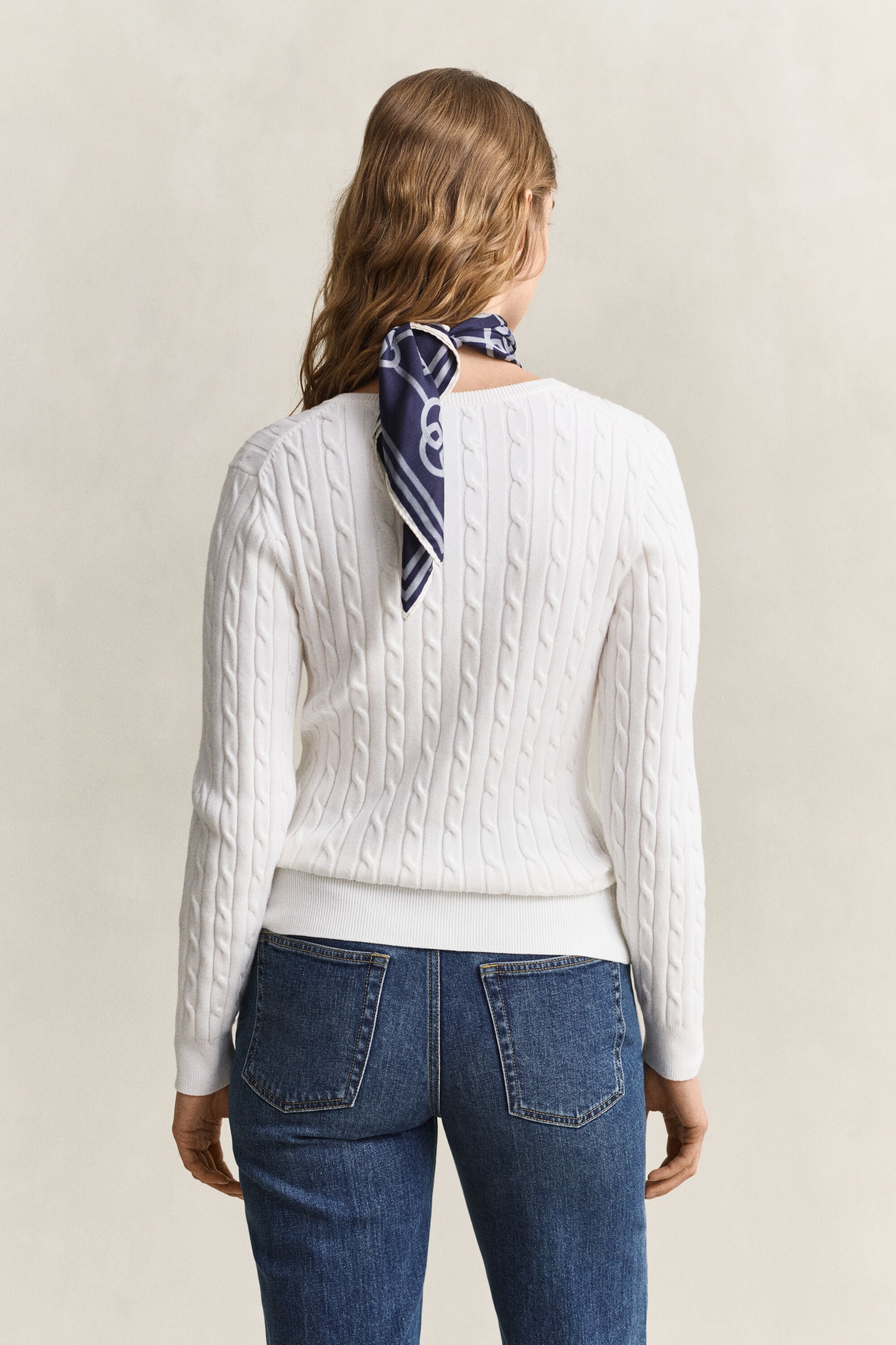 Stretch Cotton Cable Knit Cardigan