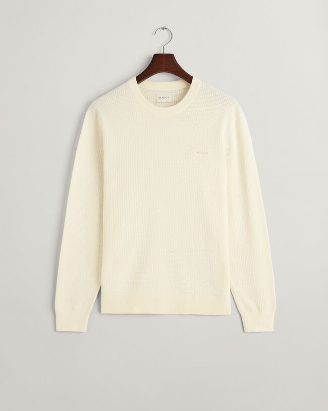 Textured Cotton Crew Neck Sweater