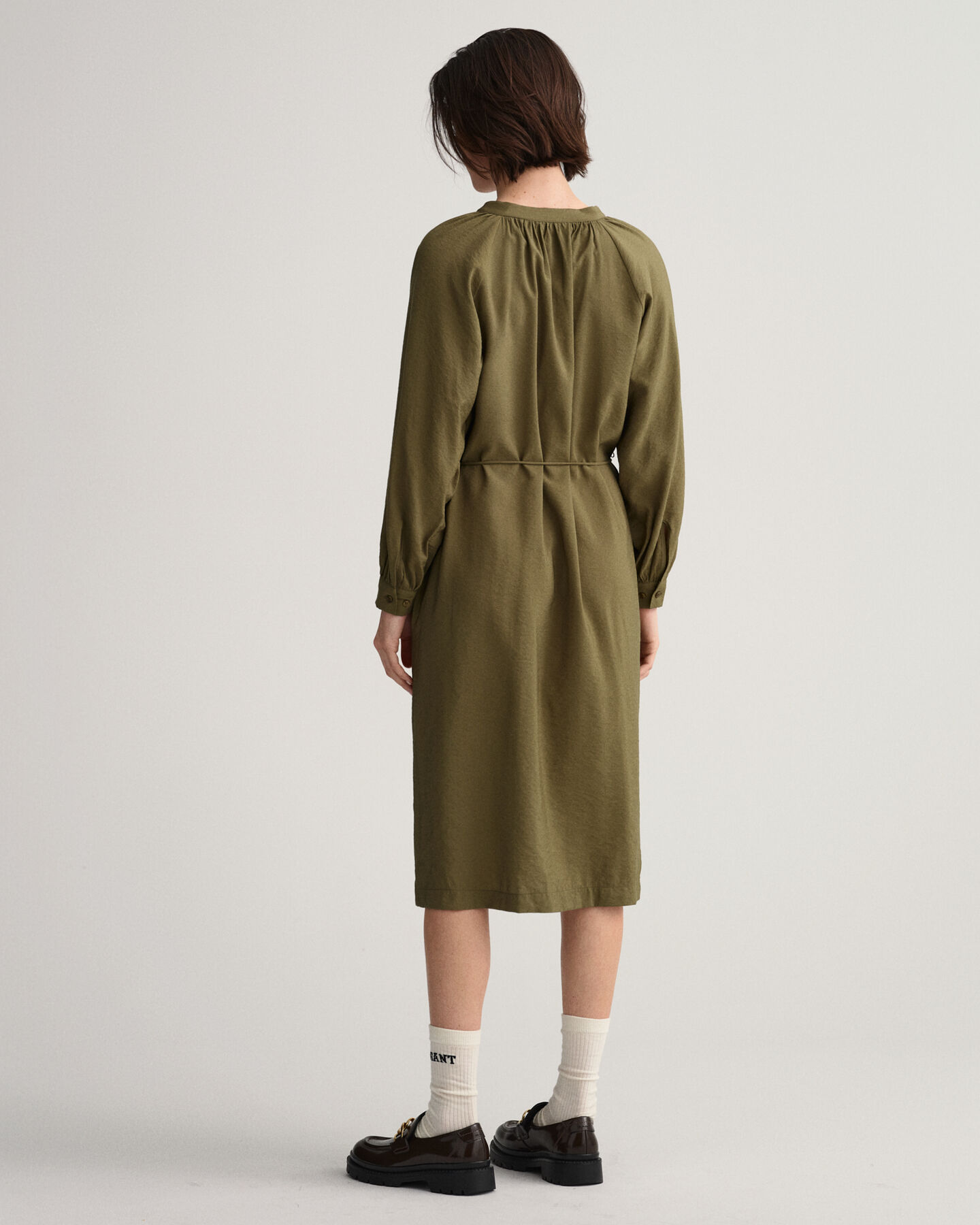 Stand Collar Shirt Dress