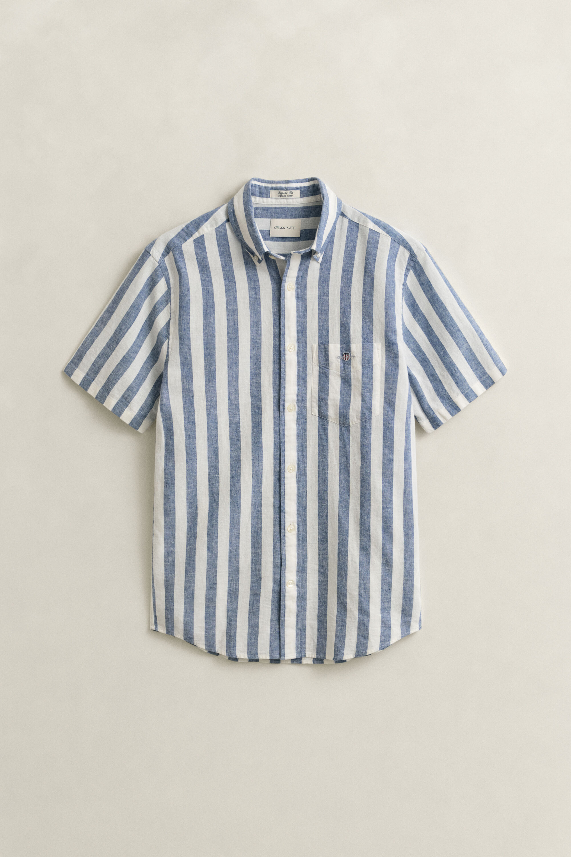 Striped Linen Blend Short Sleeve Shirt