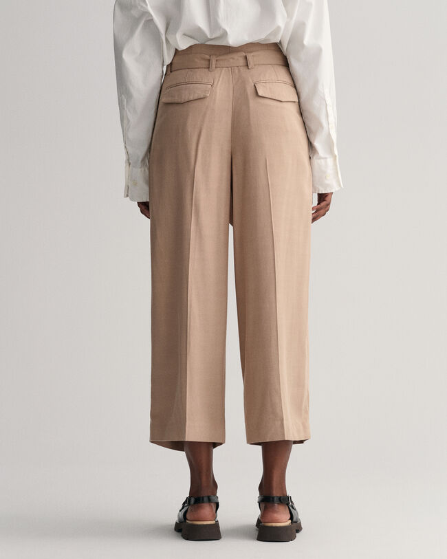 Wide Leg Cropped Belted Pants