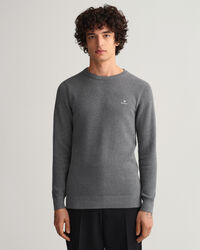 Cotton Piqu&eacute; Crew Neck Sweater