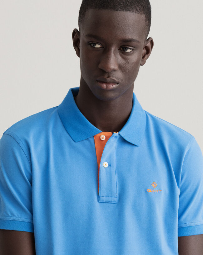 Contrast Collar Piqué Rugger