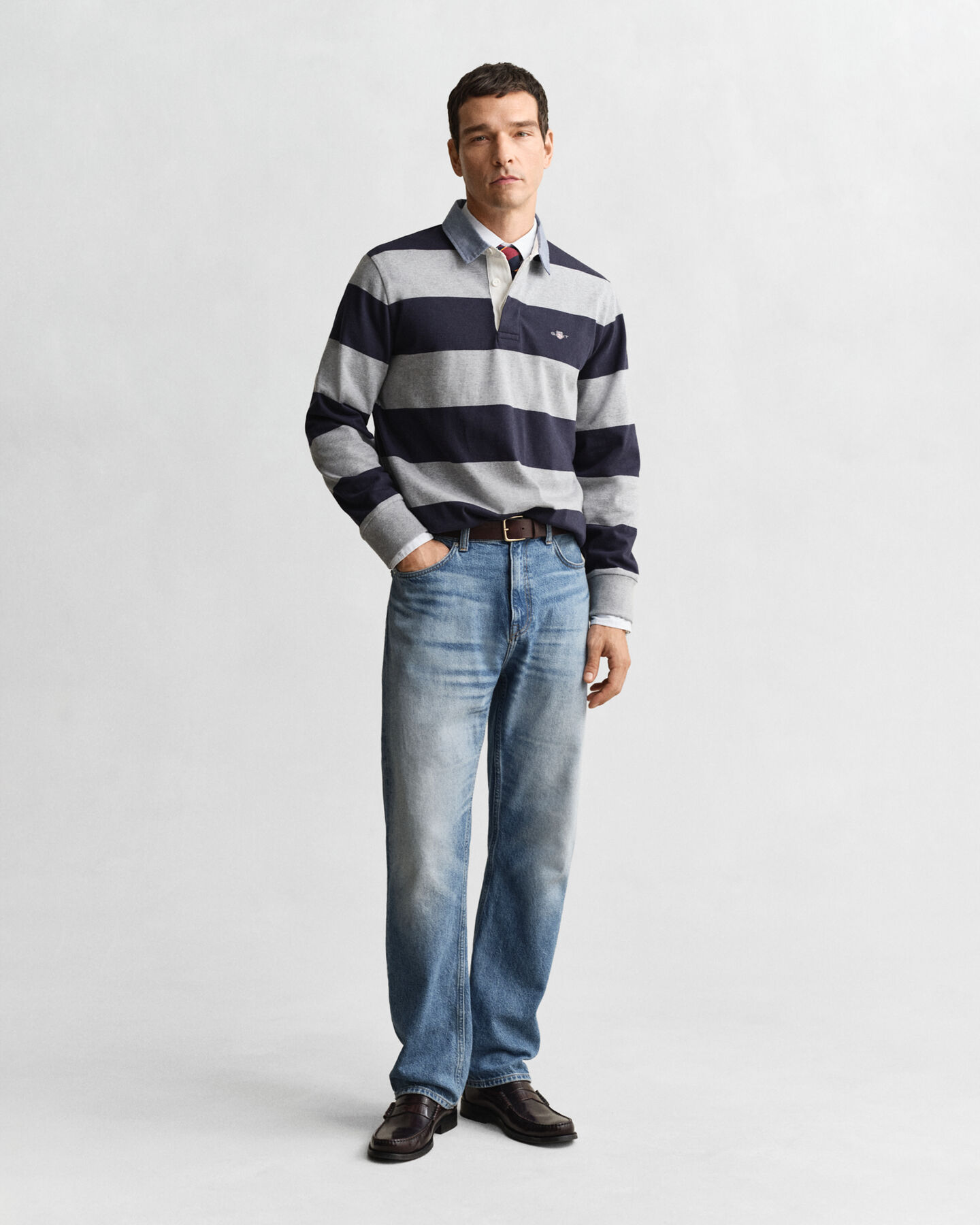 Chambray Collar Striped Heavy Rugger